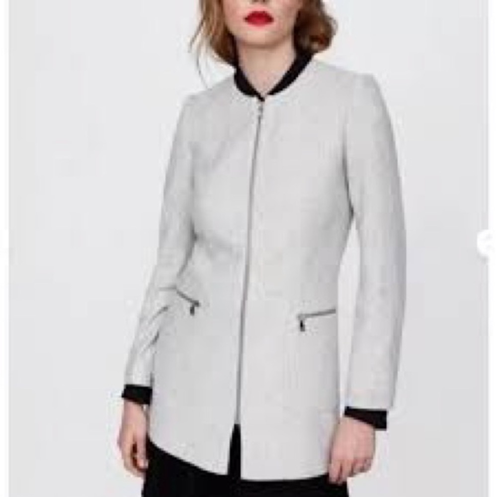 Zara Women's Light Gray Trench Coat A0415